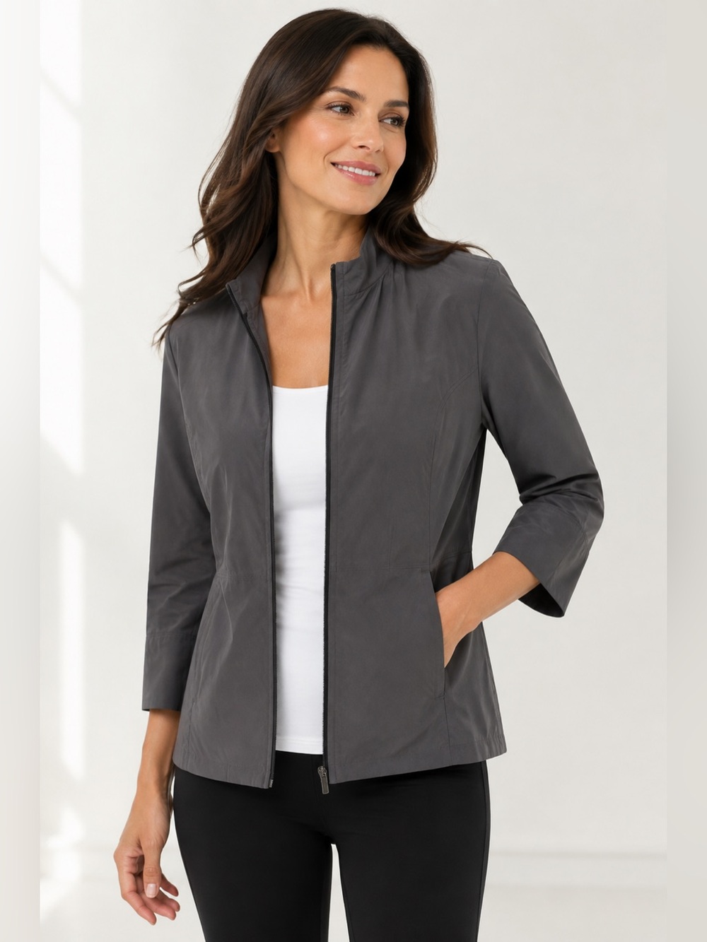 Calvin Klein Performance Charcoal Gray Lightweight Zip Jacket